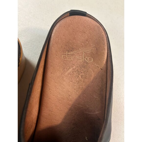 DANSKO Black Leather Open Heel Clogs Shoes Womens 8.5 9 Euro 39 - Picture 6 of 7